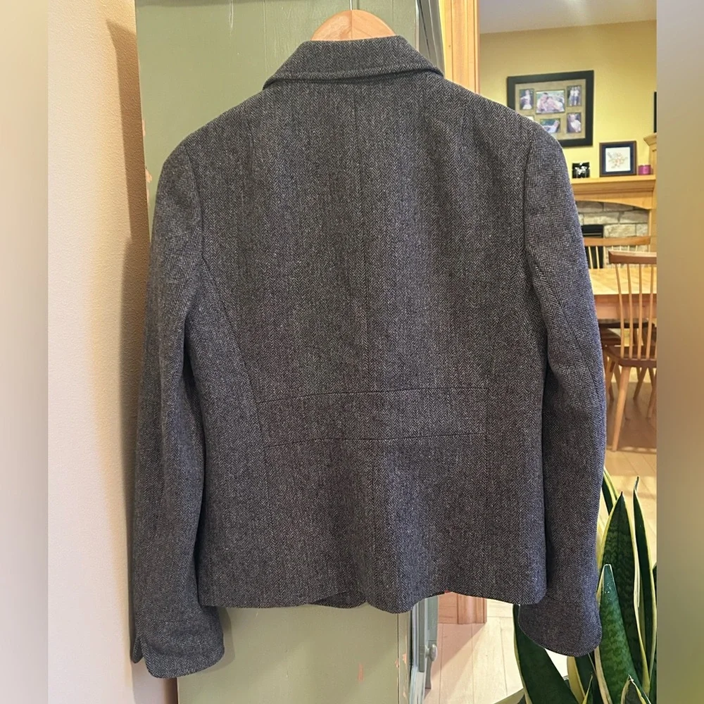 J. Crew Women's Schoolboy Wool Blend Gray Herringbone Blazer Size 6 Style 17398